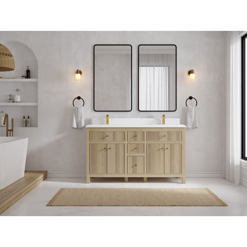 Willow Collections 60'' Free-standing Double Bathroom Vanity with ...